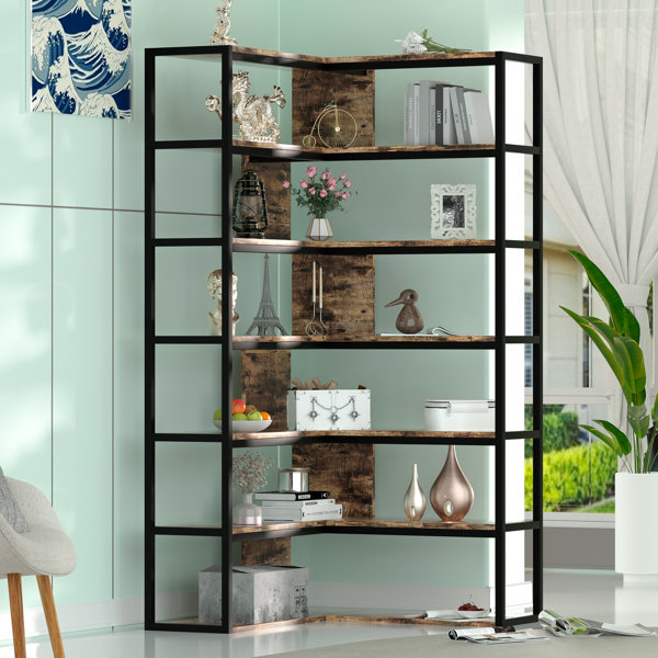 17 Stories Lamontre 70.9'' H x 36.2'' W Iron Corner Bookcase Wayfair